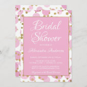 Rosa und goldfarbene Foil Confetti Brautparty Einladung (Vorne/Hinten)