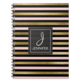 Rosa und goldfarbene Foil-Monogram-Aufkleber Notizblock (Vorderseite)