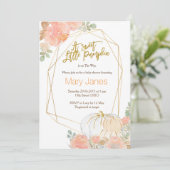 Rosa und goldfarbene Kürbis-Babydusche Wasserfarbe Einladung (Stehend Vorderseite)