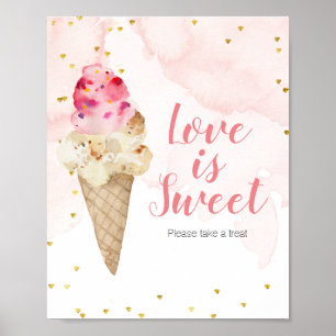 Rosa und goldfarbene Liebe Creme ist ein süßes Zei Poster