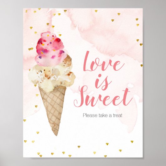 Rosa und goldfarbene Liebe Creme ist ein süßes Zei Poster (Vorne)