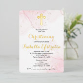 Rosa und goldfarbene Marmorfeiern laden ein Folieneinladung (Stehend vorne)