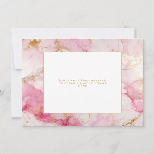 Rosa und goldfarbene Marmorkarte Save the Date (Rückseite)