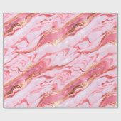 Rosa und goldfarbene Marmorplatte Geschenkpapier (Flach)