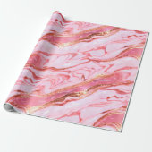 Rosa und goldfarbene Marmorplatte Geschenkpapier (Ungerollt)