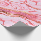 Rosa und goldfarbene Marmorplatte Geschenkpapier (Ecke)