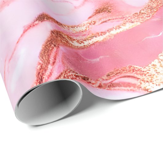 Rosa und goldfarbene Marmorplatte Geschenkpapier (Rolleneckpunkt)