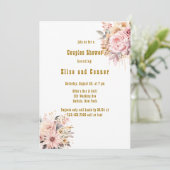 Rosa und goldfarbene Paare Dusche Einladung (Stehend Vorderseite)