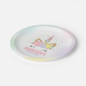 Rosa und goldfarbene Papierplatte 7", Teller (Schrägansicht)