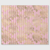 Rosa und goldfarbene Pariser Foil-Rose und Streife Geschenkpapier (Flach)