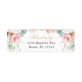 Rosa und goldfarbene Quinceñera-Rücksendeadresse