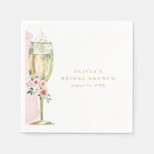 Rosa und goldfarbene Rose im Champagnerglas Serviette