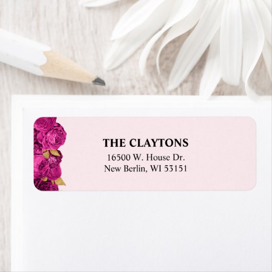 Rosa und goldfarbene Rücksendeadressen-Aufkleber (Insitu)