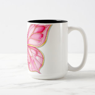 Rosa und goldfarbene Schmetterlinge Zweifarbige Tasse