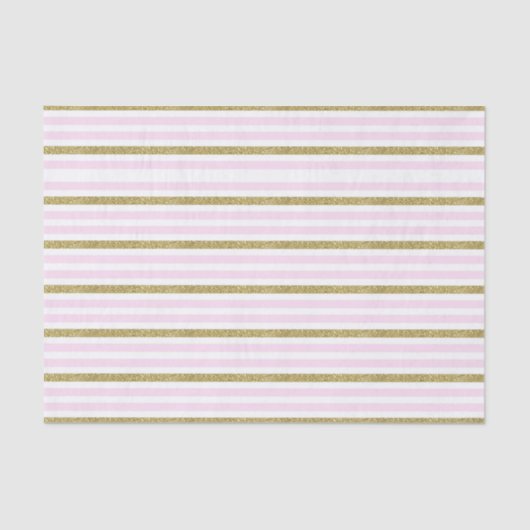 Rosa und goldfarbene Shimmer Glitzer Streifen Stre Seidenpapier (Vorderseite)