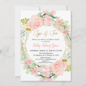 Rosa und goldfarbene Sippe und Bläschen Einladung (Vorderseite)