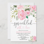 Rosa und goldfarbene Sprinkgirl Einladung (Vorderseite)