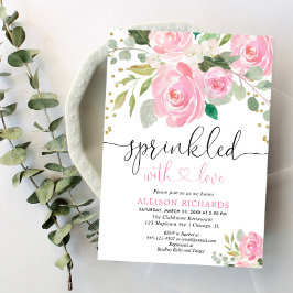 Rosa und goldfarbene Sprinkgirl Einladung