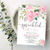 Rosa und goldfarbene Sprinkgirl Einladung