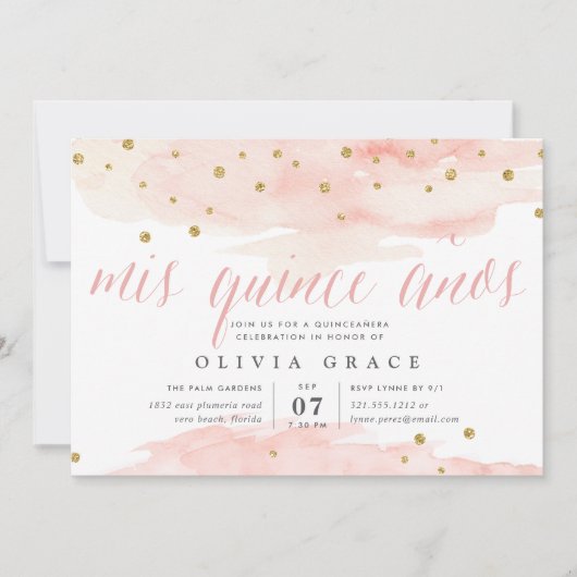 Rosa und goldfarbener Confetti-Pop | Aquarellfarbe Einladung