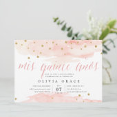 Rosa und goldfarbener Confetti-Pop | Aquarellfarbe Einladung (Stehend Vorderseite)