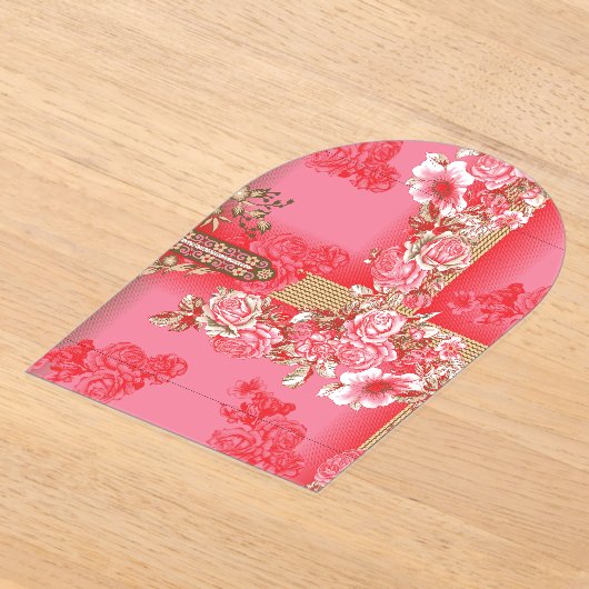 rosa und goldfarbener Hintergrund mit roter Farbe Acryleinladungen (Ablage )