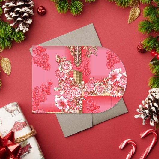 rosa und goldfarbener Hintergrund mit roter Farbe Acryleinladungen (Insitu (Feiertag))