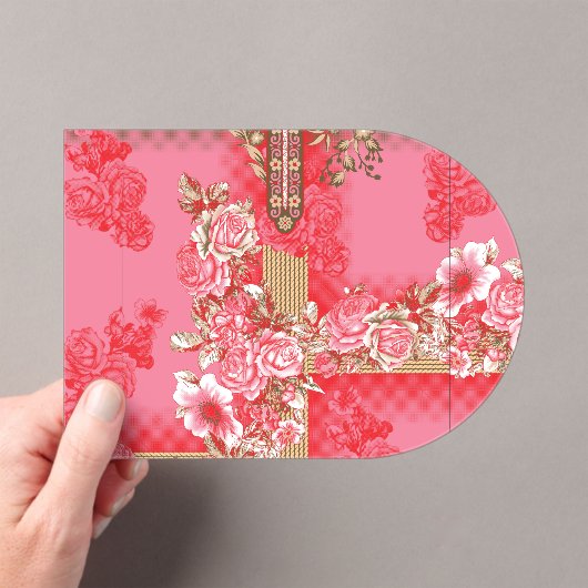 rosa und goldfarbener Hintergrund mit roter Farbe Acryleinladungen (Insitu (Handheld))