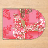 rosa und goldfarbener Hintergrund mit roter Farbe Acryleinladungen (Vorderseite)