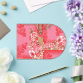 rosa und goldfarbener Hintergrund mit roter Farbe Acryleinladungen (Insitu (Hochzeit))