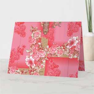 rosa und goldfarbener Hintergrund mit roter Farbe Dankeskarte