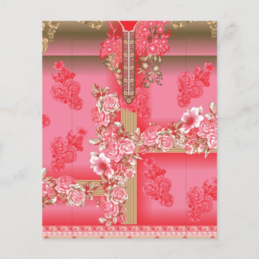 rosa und goldfarbener Hintergrund mit roter Farbe Flyer (Hinten)