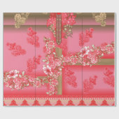 rosa und goldfarbener Hintergrund mit roter Farbe Geschenkpapier (Flach)