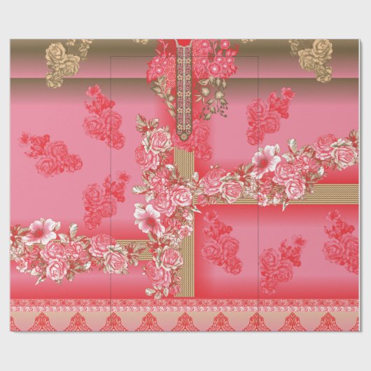 rosa und goldfarbener Hintergrund mit roter Farbe Geschenkpapier (Flach)