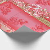 rosa und goldfarbener Hintergrund mit roter Farbe Geschenkpapier (Ecke)