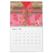 rosa und goldfarbener Hintergrund mit roter Farbe Kalender (Feb 2026)