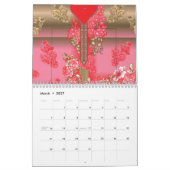 rosa und goldfarbener Hintergrund mit roter Farbe Kalender (Mär 2027)