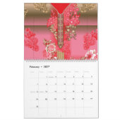 rosa und goldfarbener Hintergrund mit roter Farbe Kalender (Feb 2027)