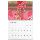 rosa und goldfarbener Hintergrund mit roter Farbe Kalender (Jan 2027)