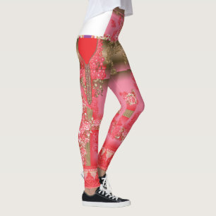 rosa und goldfarbener Hintergrund mit roter Farbe Leggings