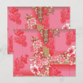 rosa und goldfarbener Hintergrund mit roter Farbe Postkarte (Vorne/Hinten)