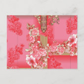 rosa und goldfarbener Hintergrund mit roter Farbe Postkarte (Vorderseite)