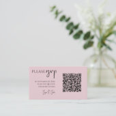Rosa und goldfarbener Marmor QR-Code für Hochzeite Begleitkarte (Stehend Vorderseite)