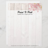 Rosa und goldfarbener Spritzer auf rustikalem Holz Briefbogen (Vorne/Hinten)