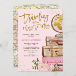 Rosa und goldfarbenes Brautparty Einladung