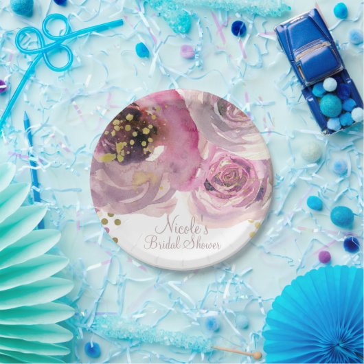 Rosa und goldfarbenes Brautparty Pappteller (Party)