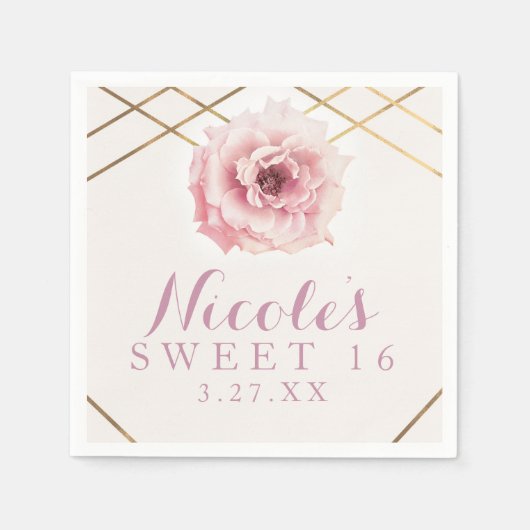 Rosa und goldfarbenes Brautparty Party Serviette (Vorderseite)