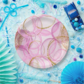 rosa und goldfarbenes Muster Pappteller (Party)