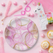 rosa und goldfarbenes Muster Pappteller (Party)