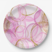 rosa und goldfarbenes Muster Pappteller (Vorderseite)